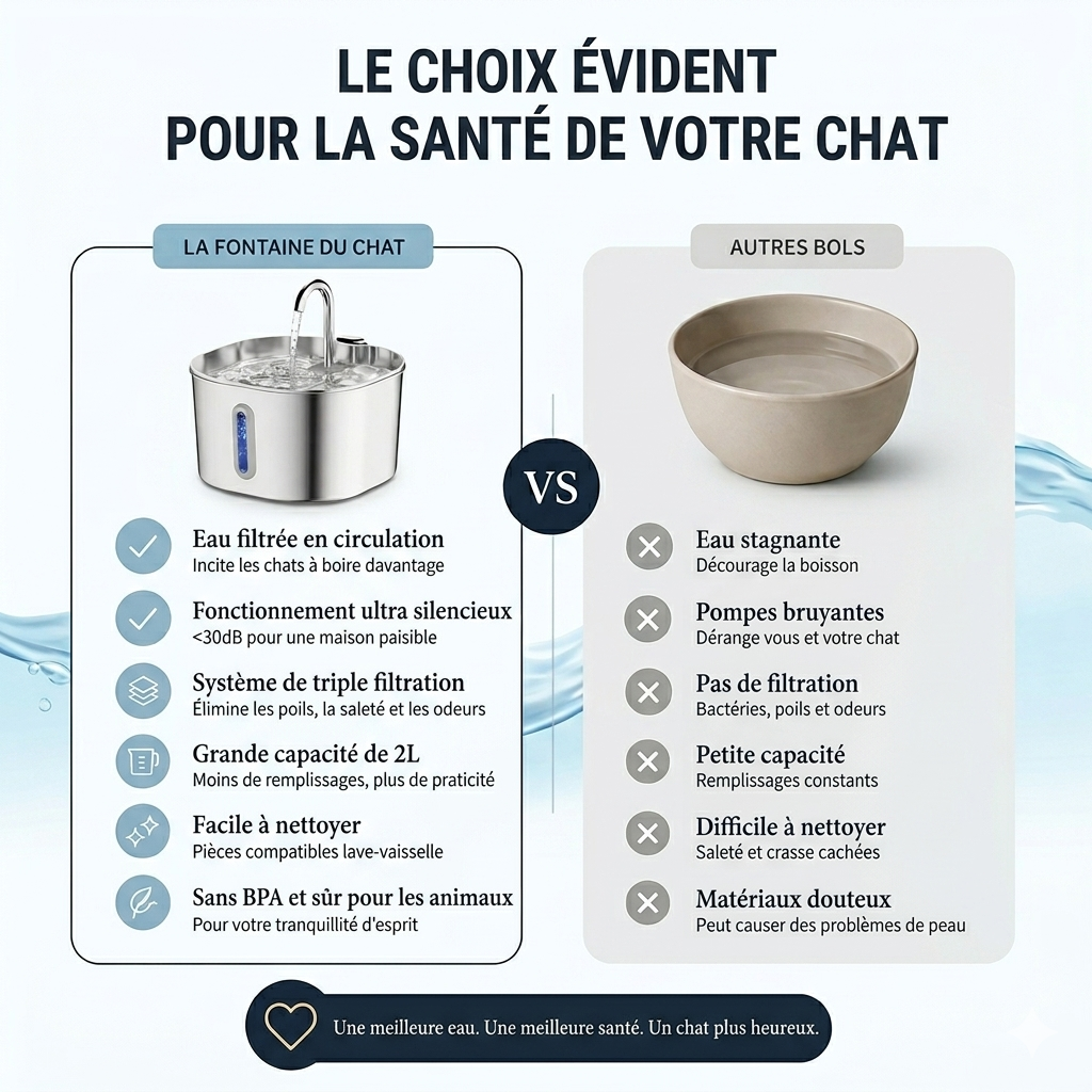 Fontaine À Eau Pour Chat Inox 2,2 L – Ultra Silencieuse