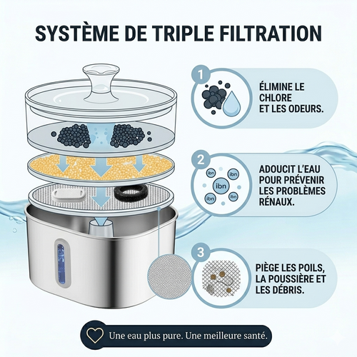 Fontaine À Eau Pour Chat Inox 2,2 L – Ultra Silencieuse